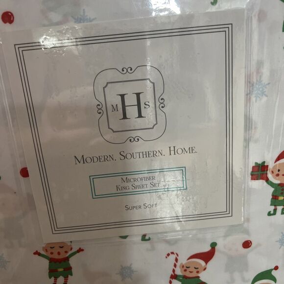 Modern Southern Home King Size Sheet Set Elves Microfiber Super Soft Sheets - Picture 3 of 3